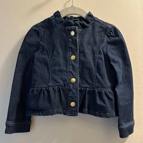 Janie & Jack Ruffle Collar Denim Jacket